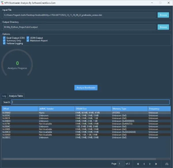 MTK Bootloader Analyzer Gui