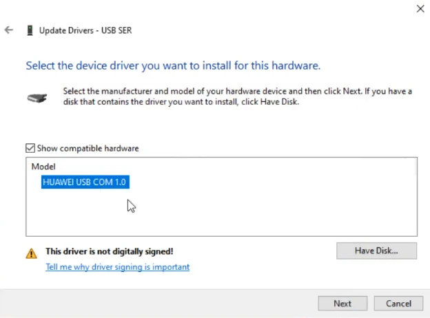 Huawei USB com 1.0 Driver